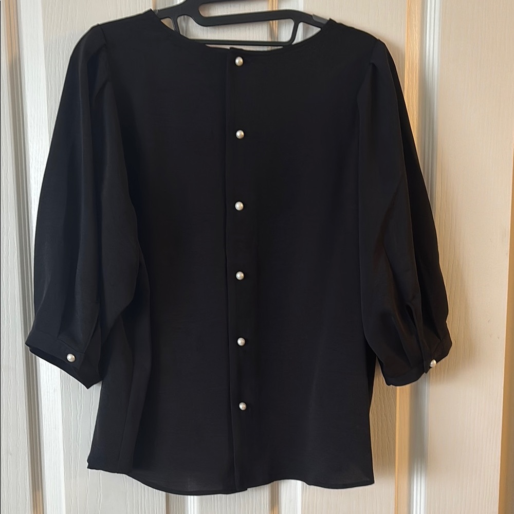 Elegant Black Button-Back Women's Top